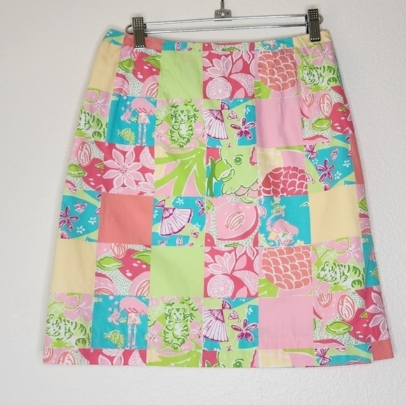 Vintage Lilly Pulitzer White Label Patchwork Skirt 6 - Picture 2 of 6